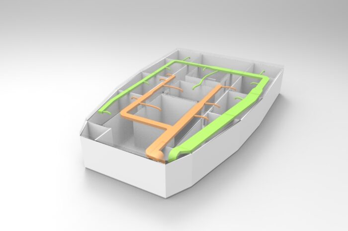 Esquema instalación líneas calefactor eléctrico en barco